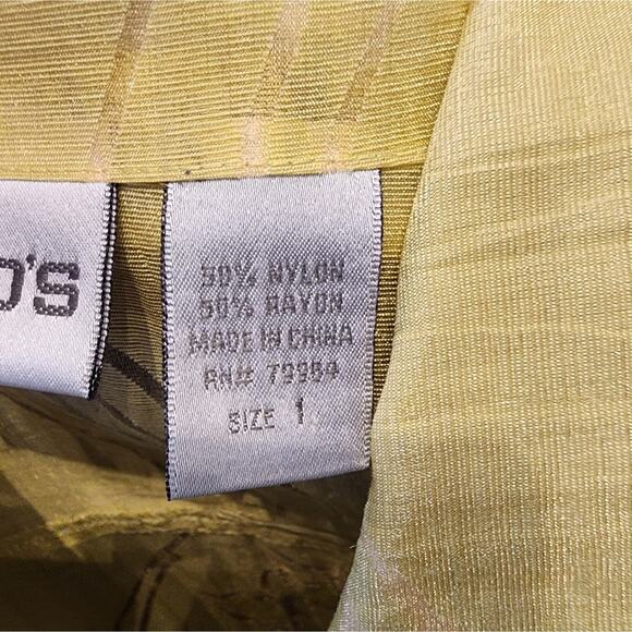 Chico's Yellow Button Blouse Semi Sheer Lightweight Casual Top Chico's Sz 1 / M - Picture 4 of 9